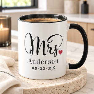 Frau Elegantes Skript Herz Individuelle Hochzeitsm Tasse