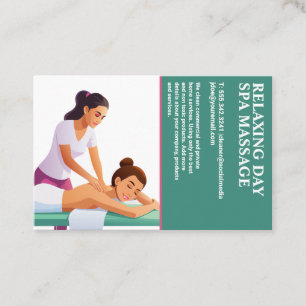 Frau erhält entspannende Rückenmassage Visitenkarte