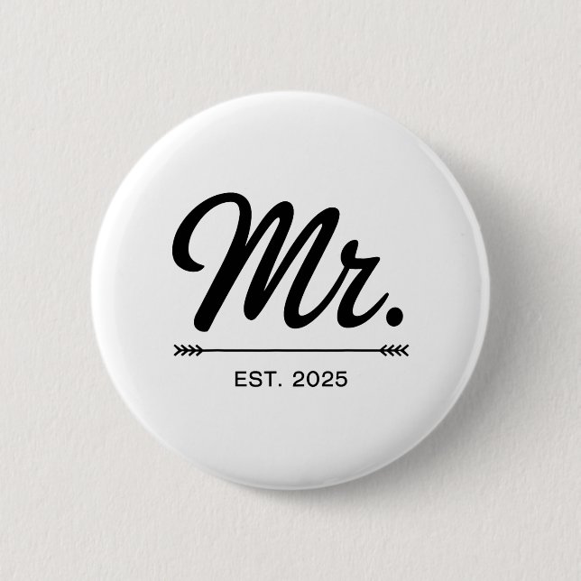 Frau Est. 2025 Just Married Wedding Party Mr. and  Button (Vorderseite)