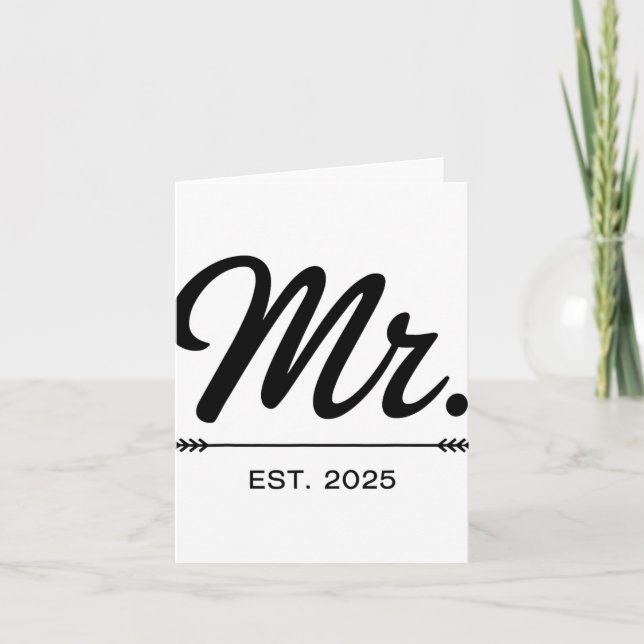 Frau Est. 2025 Just Married Wedding Party Mr. and  Karte (Vorderseite)