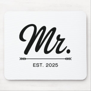 Frau Est. 2025 Just Married Wedding Party Mr. and Mousepad
