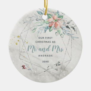 Frau First Verheiratet Christmas Erster Neuer Foto Keramik Ornament