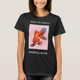 Frau Fisch mit großen roten Lippen und rosa Schlei T-Shirt