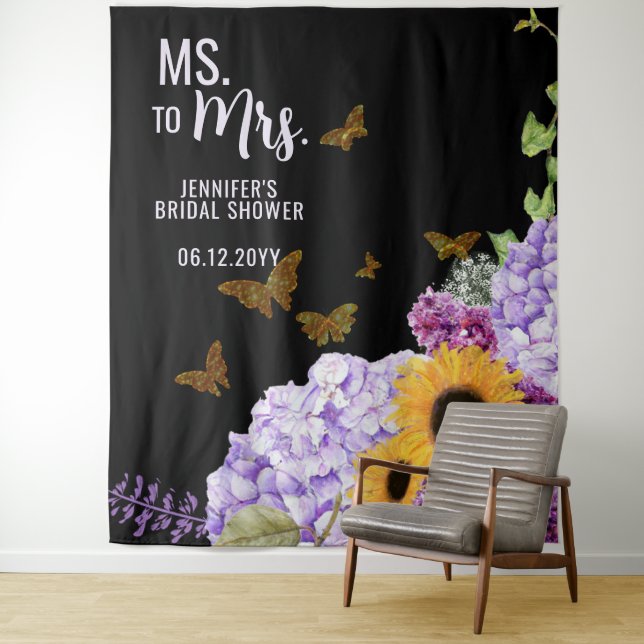Frau Floral Butterfly Brautparty Hintergrund Wandteppich (Beispiel)