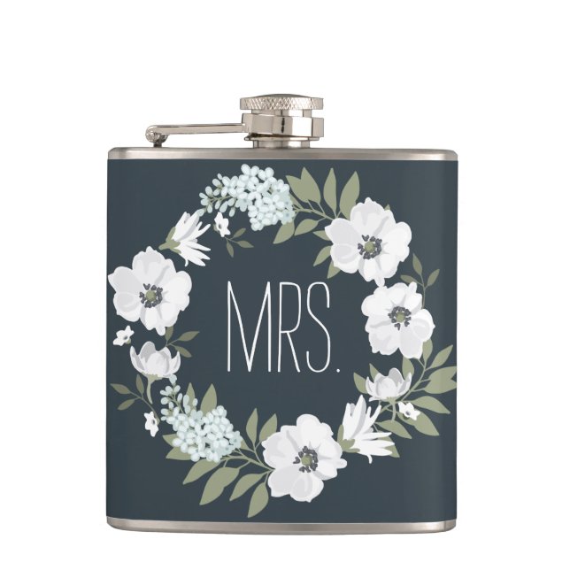 Frau Floral Wedding gibt Personalisierte Flasken Flachmann (Vorderseite)