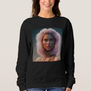 Frau Fluffiges Löwenmähne Rosa König Fantasy Natur Sweatshirt