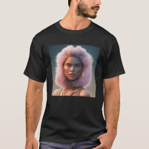 Frau Fluffy Lion Mane Pink King Fantasy Nature W T-Shirt