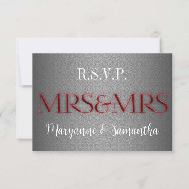 Frau & Frau Gay Lesbian Wedding RSVP in Silver (Vorderseite)