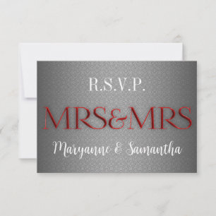Frau & Frau Gay Lesbian Wedding RSVP in Silver