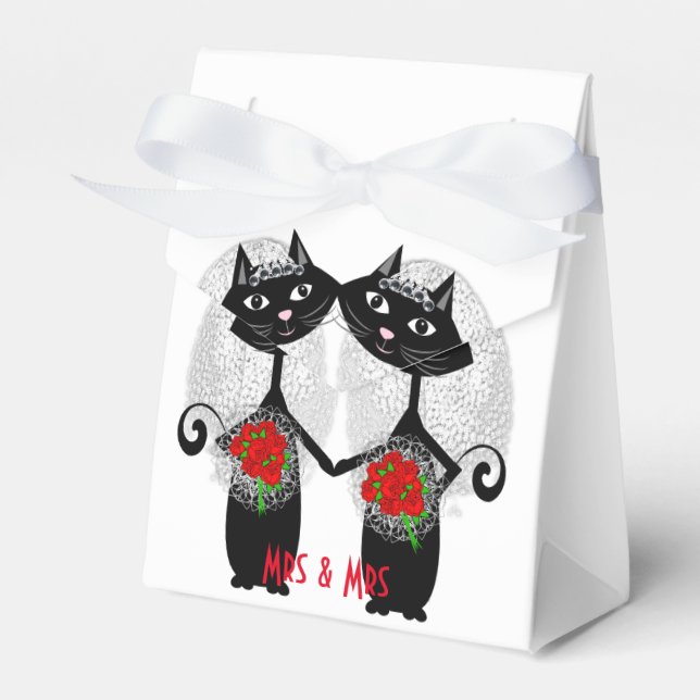 Frau + Frau Lesbian Ehekatze Niedlich Brides Weddi Geschenkschachtel (Vorderseite)