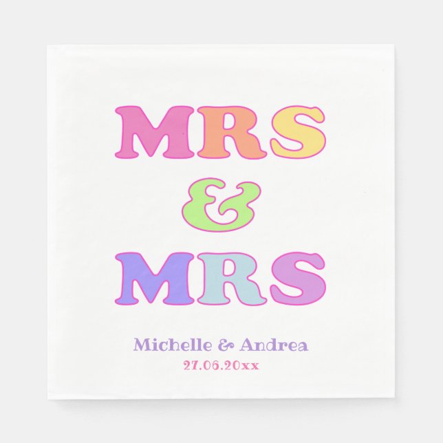 Frau & Frau | Niedliche Gay Wedding Serviette (Vorderseite)