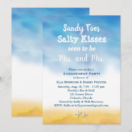 Frau & Frau Sandy Toes Engagement Party sky & sand Einladung