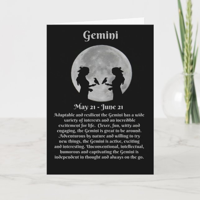 Frau Gemini Zodiac Happy Birthday Karte (Vorderseite)