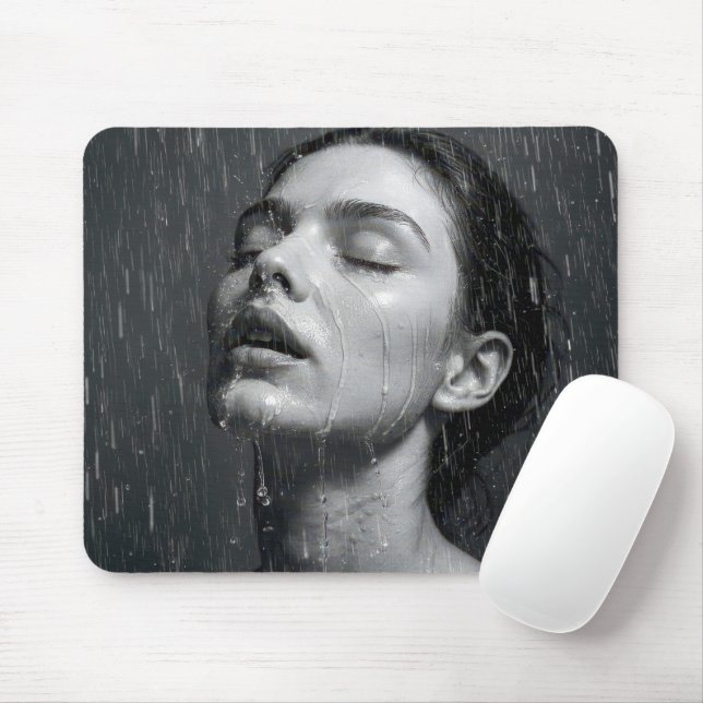 Frau genießt Wasserstrahl der Dusche Mousepad (Mit Mouse)