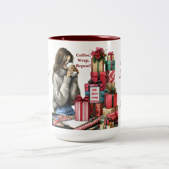 Frau, Geschenkpackung & Sickkaffee Zweifarbige Tasse (Mittel)