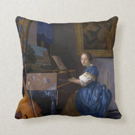 Frau gesetzt an einem Virginal Vermeer Kissen