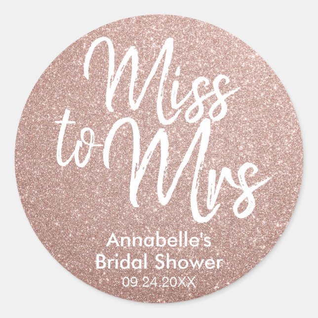 Frau Glam Pink Rose Gold Brautparty Runder Aufkleber (Vorderseite)