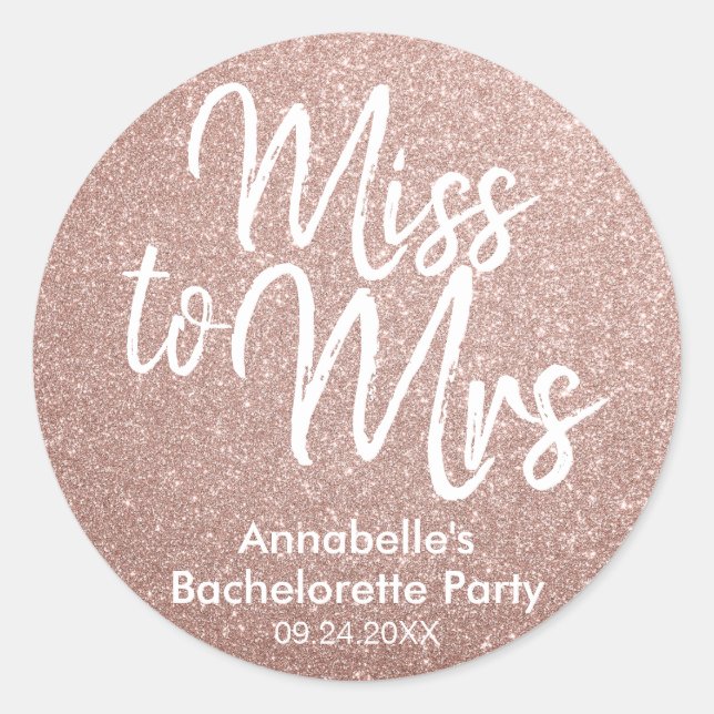 Frau Glam Pink Rose Gold Junggeselinnen-Abschied Runder Aufkleber (Vorderseite)
