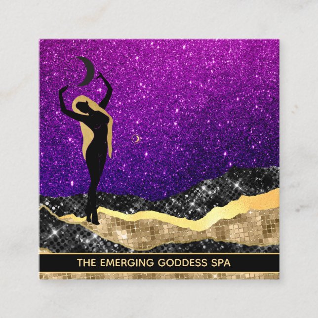 *~* Frau Goddess Ombre Moon MAGENTA Glitzer  Quadratische Visitenkarte (Vorderseite)