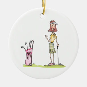 Frau Golfer Keramik Ornament