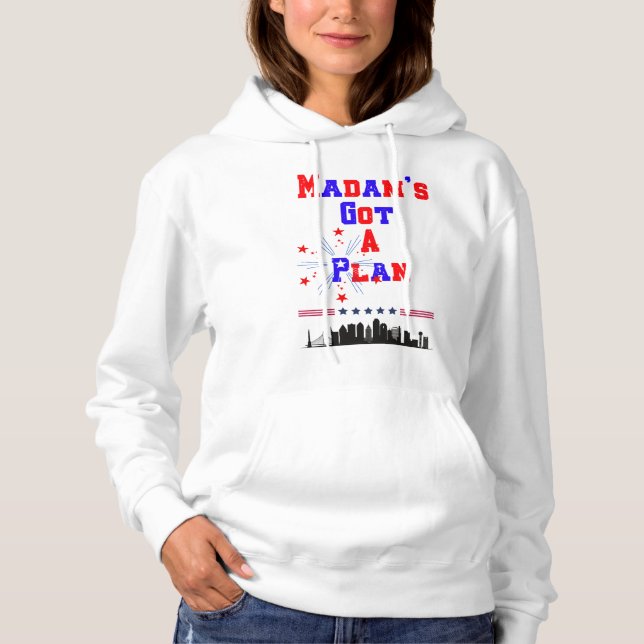 Frau Got eine amerikanische Flaggendame Hoodie (Vorderseite)