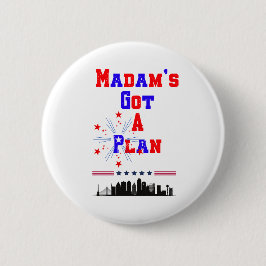Frau Got eine Plan Patriotic American Flag Button