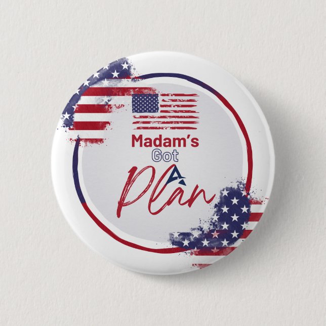 Frau Got eine Plan Patriotic American Flag Button (Vorderseite)