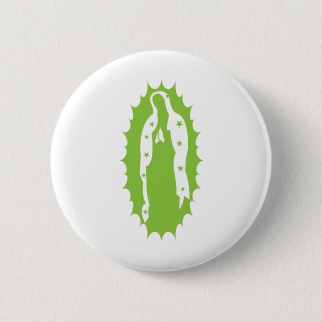 Frau Guadalupe Modernes Kalkgrün Button (Vorderseite)