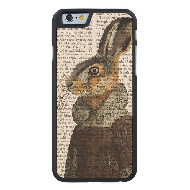 Frau Hare Portrait Carved Wood iPhone Hülle (Rückseite)