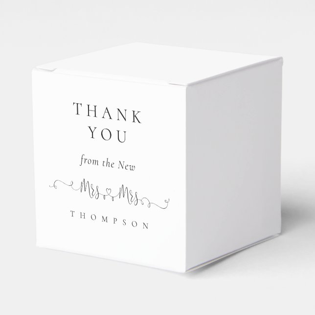 Frau Heart Rings Script Lesbian Wedding Danke Geschenkschachtel (Vorderseite)