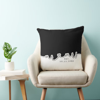 Frau Heart Script Schwarz-weiß Wedding Pillow Kissen