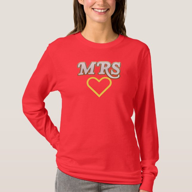Frau Heart Stylish Basic Long Sleeve Red T - Shirt (Vorderseite)