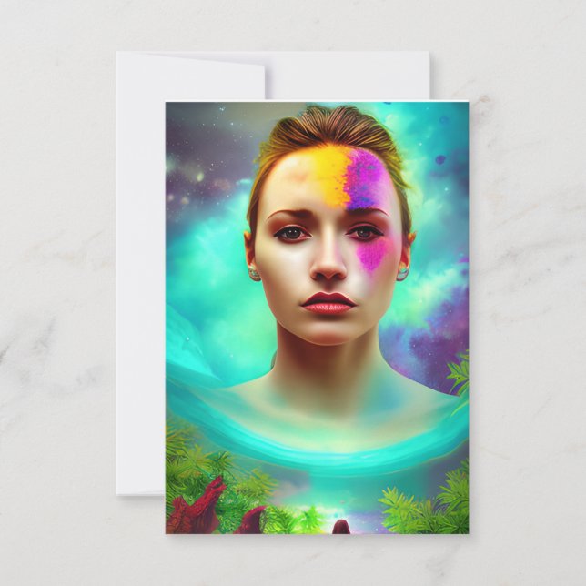 Frau Hiden Portrait auf einem antiken Planeten Dankeskarte (Vorderseite)
