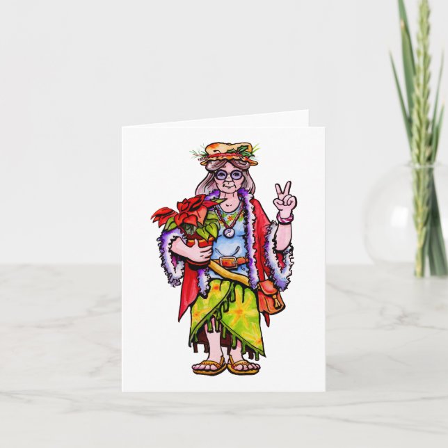 Frau Hippie Santa Karte (Vorderseite)