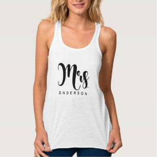 Frau Hochzeitsengagement Name schwarze moderne Sch Tank Top
