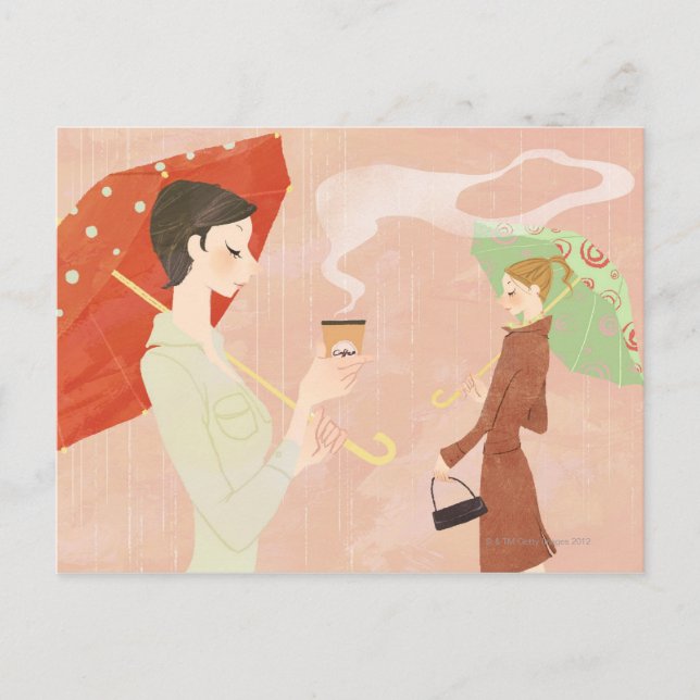 Frau Holding-Kaffee Postkarte (Vorderseite)