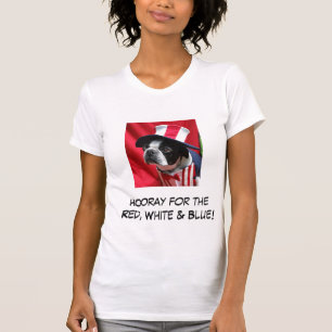 Frau Hooray für den roten u. blauen Boston-T - T-Shirt