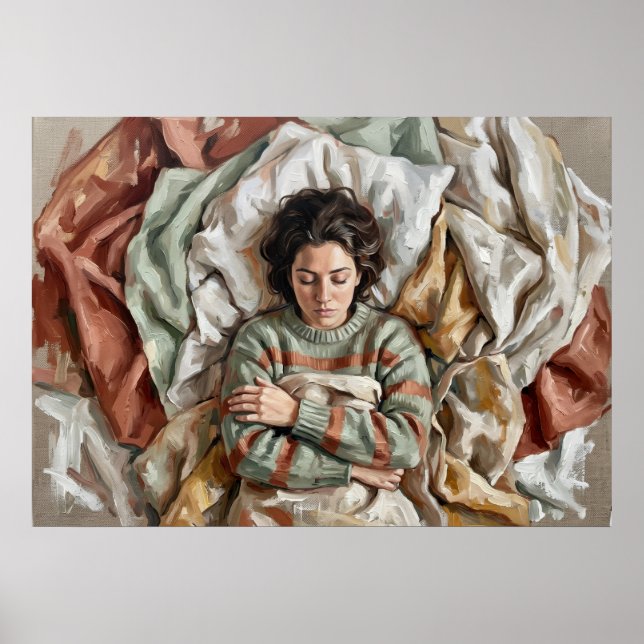 Frau im Bett Figuratives Poster (Vorne)
