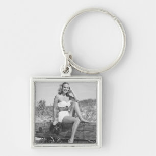 Frau im Bikini Schlüsselanhänger