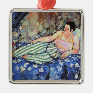 Frau im blauen Schlafzimmer (von Suzanne Valadon) Ornament Aus Metall