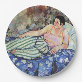 Frau im blauen Schlafzimmer (von Suzanne Valadon) Pappteller