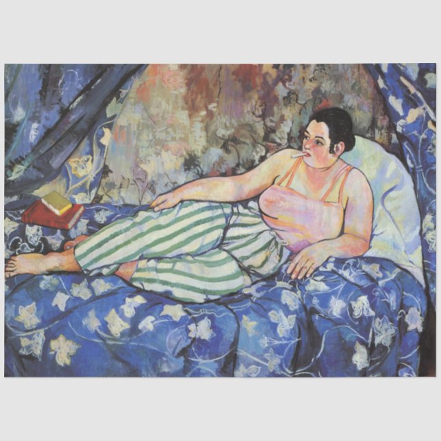 Frau im blauen Schlafzimmer (von Suzanne Valadon) Seidenpapier (Vorderseite)
