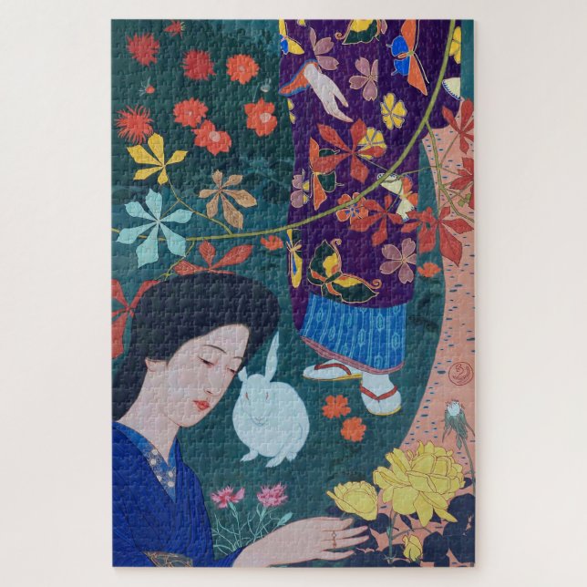 Frau im Blumengarten, Goyō Hashiguchi (Vertikal)