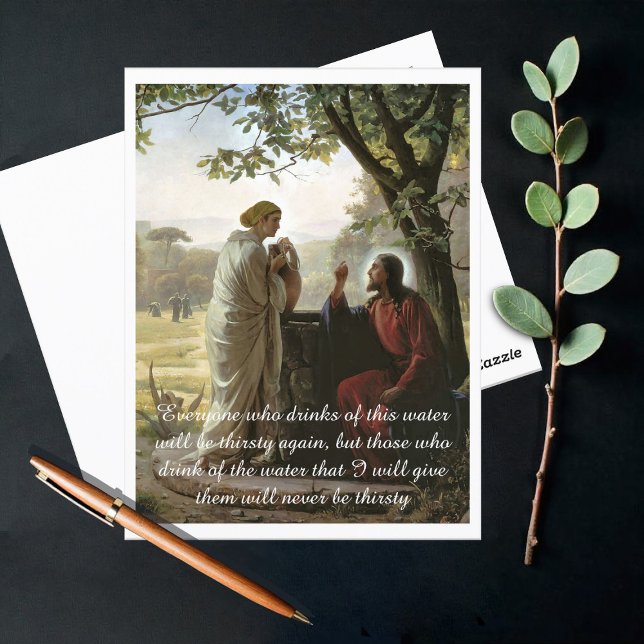 Frau im Brunnen, religiös Postkarte (Von Creator hochgeladen)