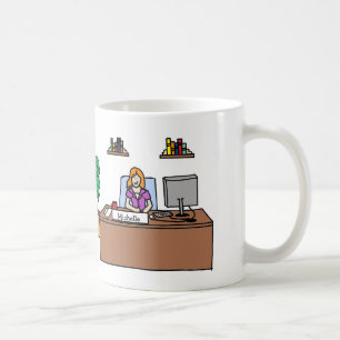 Frau im Büro - personalisierte Cartoon-Tasse Kaffeetasse