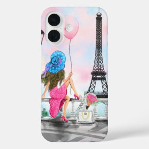 Frau im Eiffelturm in Paris iPhone 16 Hülle