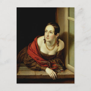 Frau im Fenster oder, Die Ehefrau eines Postkarte