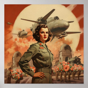 Frau im Fliegeranzug aus dem Zweiten Weltkrieg Poster