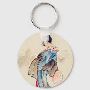 Frau im Ganzporträt von Katsushika Hokusai Schlüsselanhänger