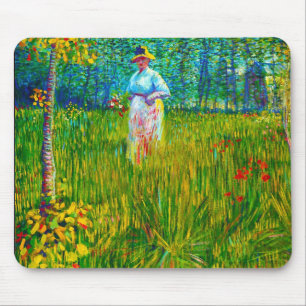 Frau im Garten durch Vincent van Gogh Mousepad
